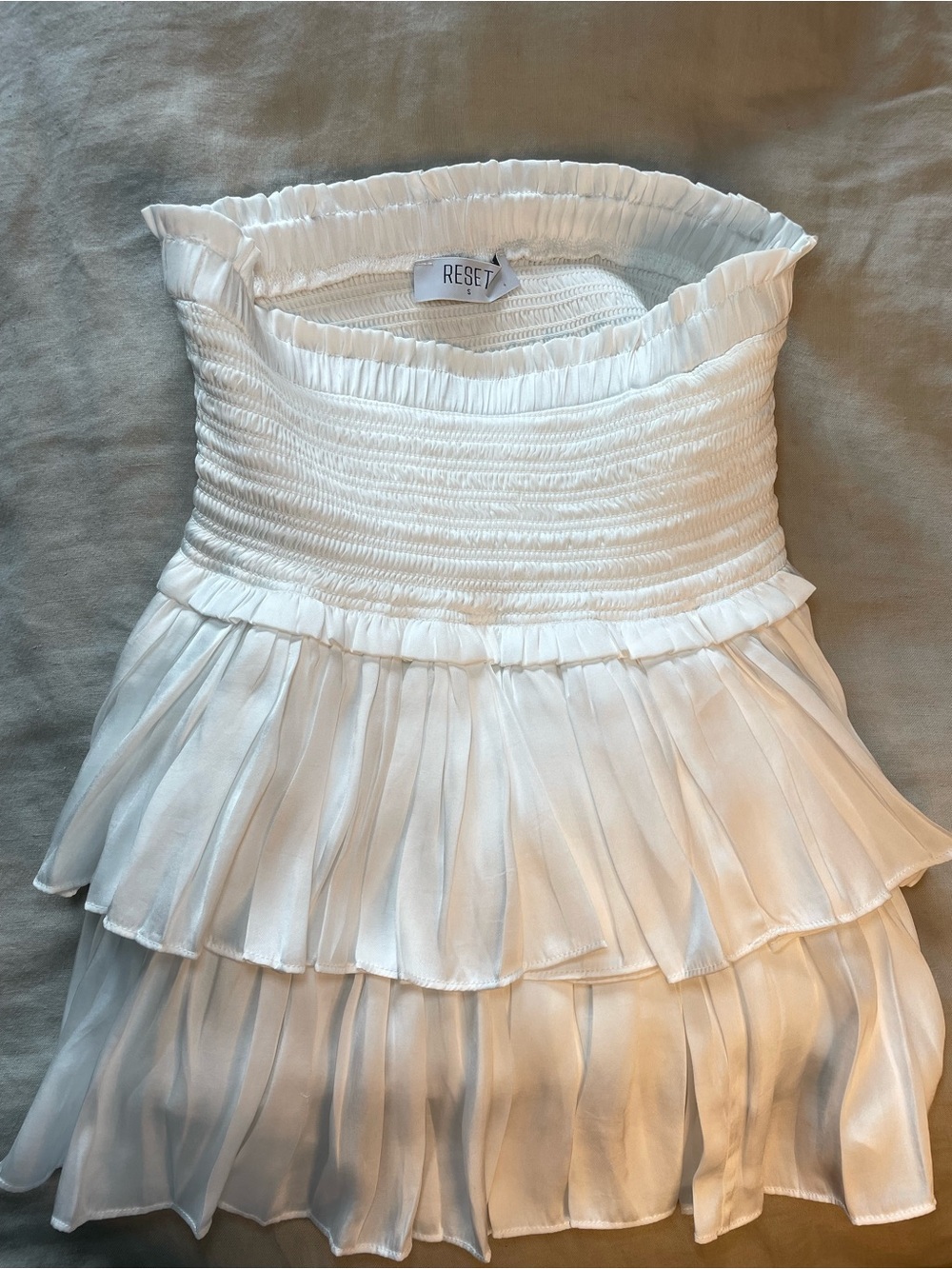 White Strapless Ruffle Top - Picture 3 of 5